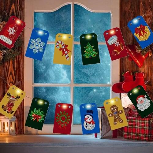 New 5D DIY Diamond Painting Christmas Hanging Decoration Lights LED Light String Decorations Indoor Bedroom Home Ornaments