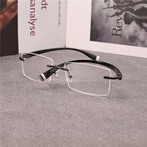 Rockjoy Rimless Eyeglasses Frames Male Foldable Temple Glasses Men Plain Spectacles for Prescription Reading Myopia Lens