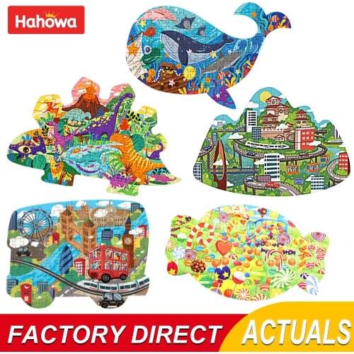 Hahowa Dinosaur Kids Puzzle Whale City Road Fruit Puzzles For Kids Shape Educational Toy Education Toys Children Birthday Gifts