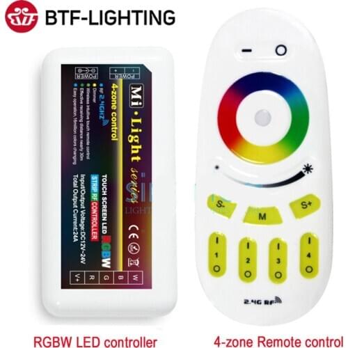 Remote +1x RGBW LED Controller 2.4Ghz 4-Zone Wireless RF Touch Screen remote For RGBW 5050 3528 Led Strip Light