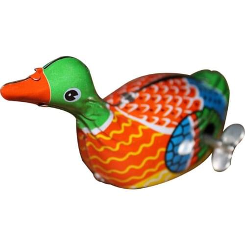 Retro Vintage Classic Clockwork Wind Up Walking Metal Tin Swimming Duck Goose Kids Toy Gift