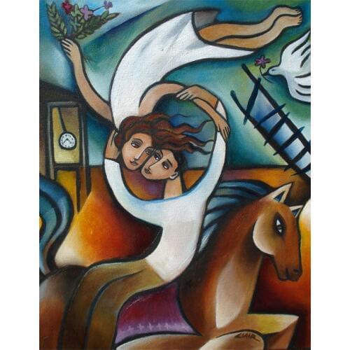 Hand Made Abstract Canvas Painting You Fell into my Dreams by Stephanie Claire Wall Decor Figure Painting on Canvas