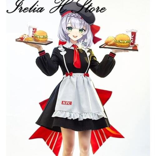 ｛Stock｝Irelia H Store Genshin Impact KFC Noelle Cosplay Costume Clerk shop assistant Noelle Dress female