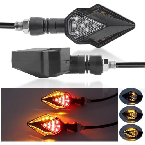 LED Motorcycle Turn Signals Light Red Yellow Flowing Water Blinker IIndicator Motorcycle Flashing Lights Daytime Running light
