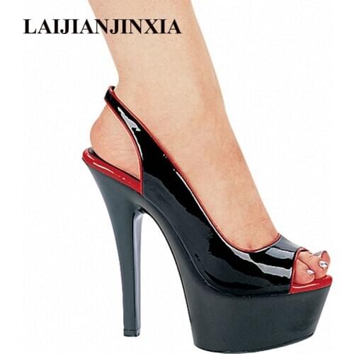 New 17cm Sexy High-Heeled Shoes Formal Dress Shoes Open Toe Sandals Sling Peep-Toe Platform Womens Dance Shoes