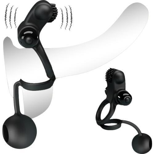 10 Mode Vibrating Cock Ring Male Penis Dumbbell Delay Lasting Enhance Hard Glans Trainer Ball Stretcher Sex Toy For Men Chastity