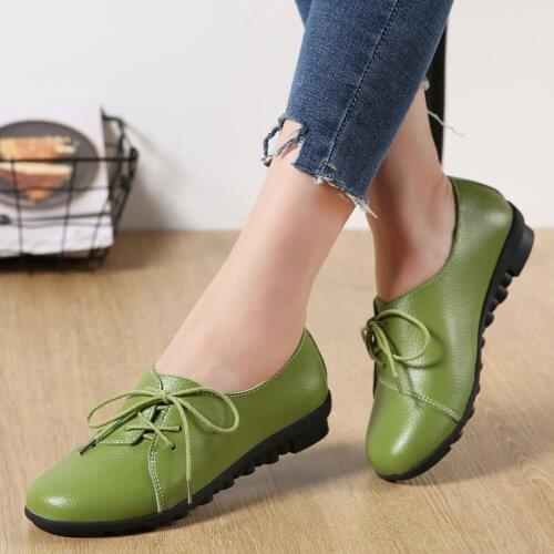 New Genuine Leather Flat Shoes Women Soft Bottom Oxford Pointe Shoes White Sapato Feminino Loafers Casual Women Flats 236