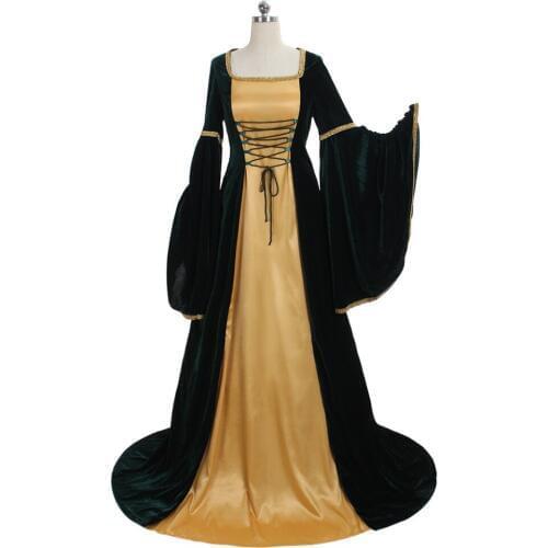 Medieval Renaissance Dress Costume Velvet Satin Medieval Gothic Lolita Victorian Ball Gown Dress Halloween Cosplay Costume Women