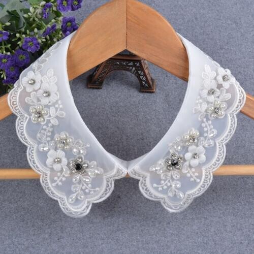 2020 Women Fashion Imitation Pearl Fake Collar Detachable Dual Mesh Lapel Necklace