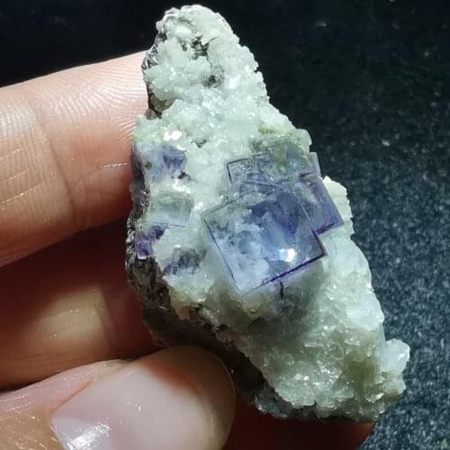 19.7gNatural violet fluorite and quartz mineral stone home decoration ring vein healing geology teaching CRYSTAL QUARTZ GEM