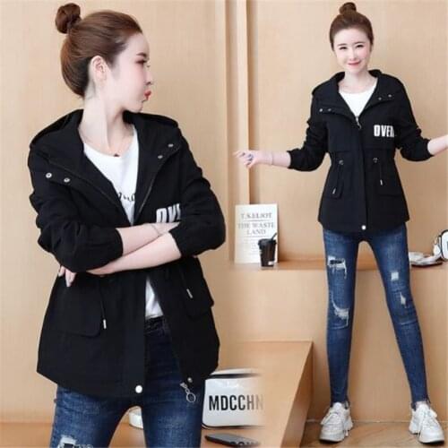2021 New Autumn Womens Jacket Coat Long Sleeve Hooded Windbreaker Female Drawstring Zipper Jackets Outerwear Plus Size 3XL