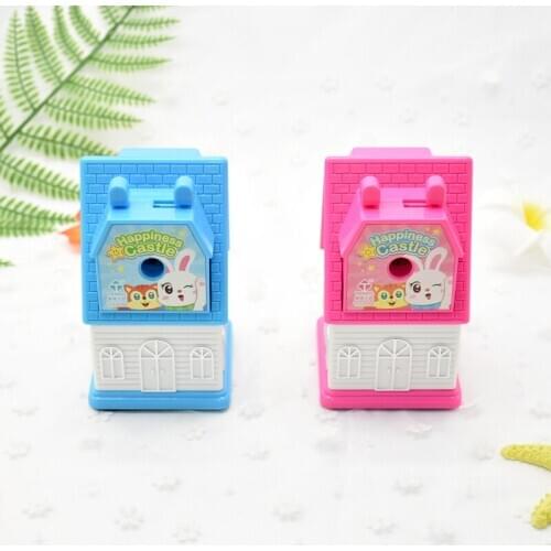 4pcs Cute creative castle house pencil sharpener cartoon manual student pencil sharpener school stationery office supplies