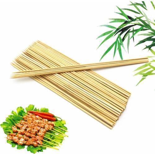 90pcs Bamboo Skewer Sticks Sturdy Disposable Barbecue Fruit Natural Wood Sticks Barbecue Party Buffet Food BBQ Tools