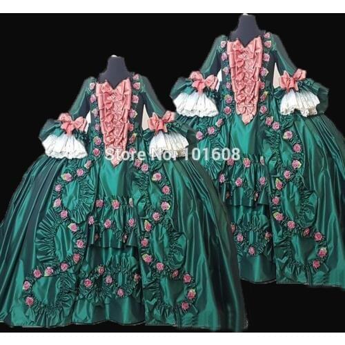 Tailored!Retro Royal Green Duchess Queen Civil war Southern Belle 18th Marie Antoinette DRESS Victorian Colonial dresses HL-321