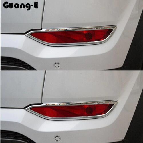 Car rear tail fog light lamp detector frame stick ABS Chrome cover trim moulding 2pcs For Hyundai Tucson 2015 2016 2017 2018