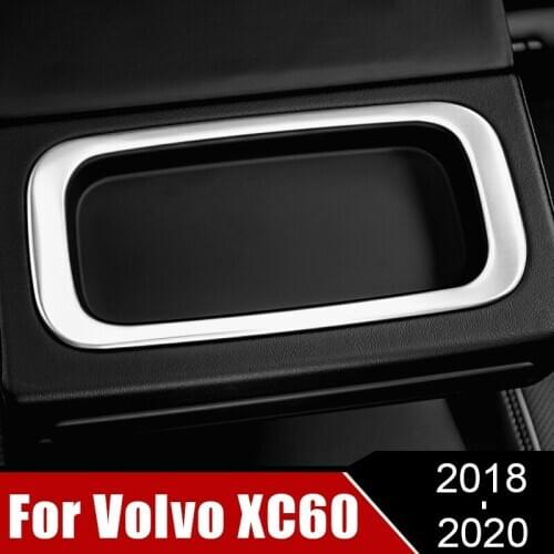 Car Styling Rear Armrest Storage Slots Frame Decoration Sticker Trim For Volvo XC60 2018 2019 2020 Water Cup Accessories
