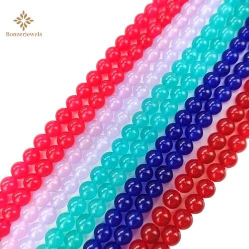 BonzerJewels Natural Stone Red Blue Jades Loose Gem Stones Beads For Handmade Jewelry Making DIY Bracelet 4/6/8/10MM Pick Size