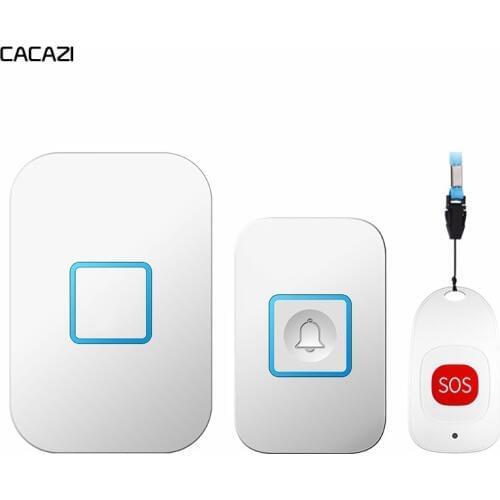 CACAZI Home Intelligent Wireless Pager Doorbell Old man Child Emergency call Alarm 80m Remote 1 pager 1 button 1 receiver