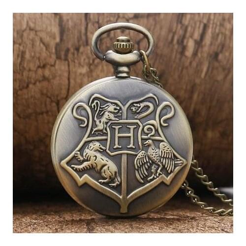 Harri Retro Bronze watches School H Quartz Potter Pocket Watch Analog Necklace Pendant Chain Women Mens Gifts Accessory