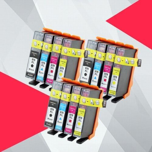 3sets Replacement For HP 670 670xl ink cartridge use for HP670 Deskjet Ink Advantage 3525 4615 4625 5525 Printer