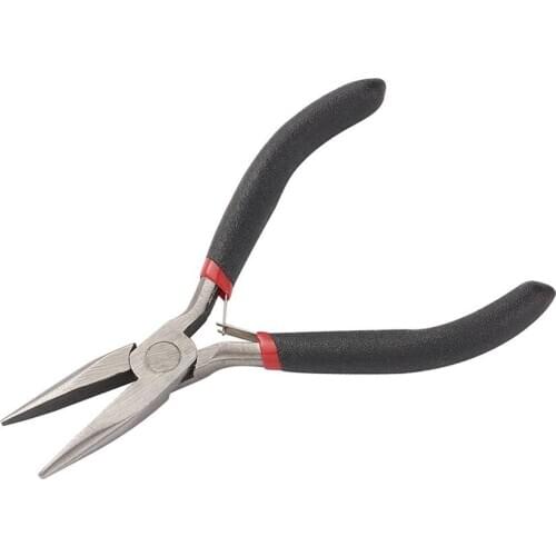 Black 45# Steel Chain Nose Pliers for Jewelry Making, 130x50x10mm