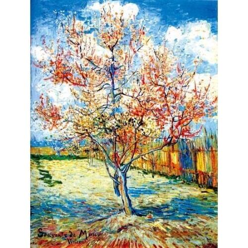 Blooming peach flowers van Gogh Handmade Needlework Embroidery DIY Cross Stitch Kits Crafts 14CT Unprinted Home decoration