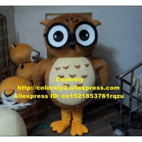 Elegant Brown Owl Owlet Mascot Costume Cartoon Character Mascotte Adult Big Eyes Small Nose Sharp Ears Round Head No.9344 FS