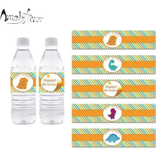 Dinosaur Theme Party Bottle Labels Decoration Baby Kids Birthday Event Party Decorations Supplies Personalized Bottle Wrappers