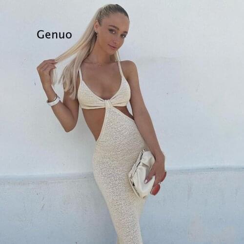 European and American New Sexy Dresses Halter Temperament Elegant Dress Slim Sexy Solid Color Sling Skirt