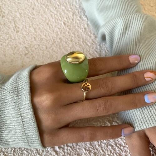 Europe America Vintage Geometric Acrylic Thick Forefinger Rings For Women Girls Fashion Jewelry Classic Trendy Simple Ring Set