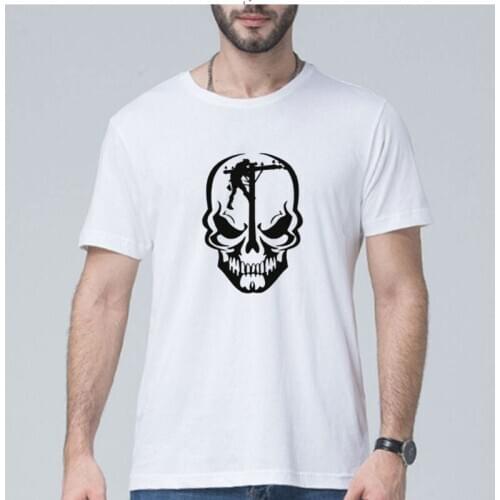 Cotton Breathable Slim Fit O-Neck Funny For Skull Lineman Tshirt Novelty Design Journeyman Electrician Personality Skulls Tshirt