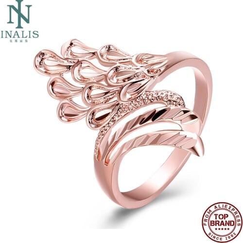INALIS Rings For Women And Men Romantic Hollow Rose Gold Plated Unisex Luxury Ring Anniversary Fashion Jewelry Recommend Best