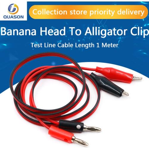 4MM Dual Alligator Clip to Banana Connector Oscilloscope Test Probe Cable 1M 3FT Red Black