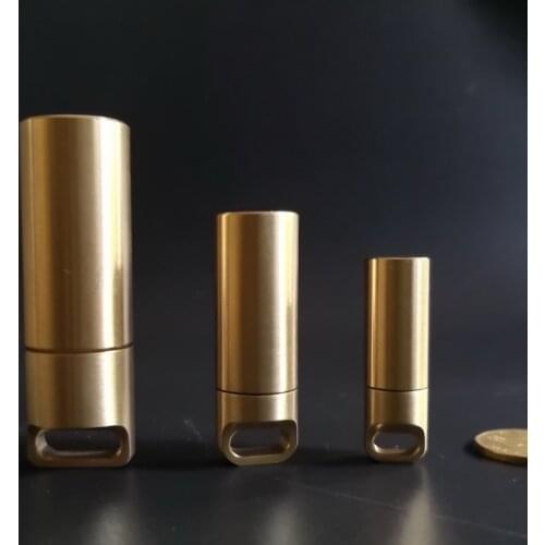 EDC Capsule Seal bottle Pure Copper Waterproof Pot Survival pills Bottle Brass Outdoor camping Mini Storage First Aid Kit