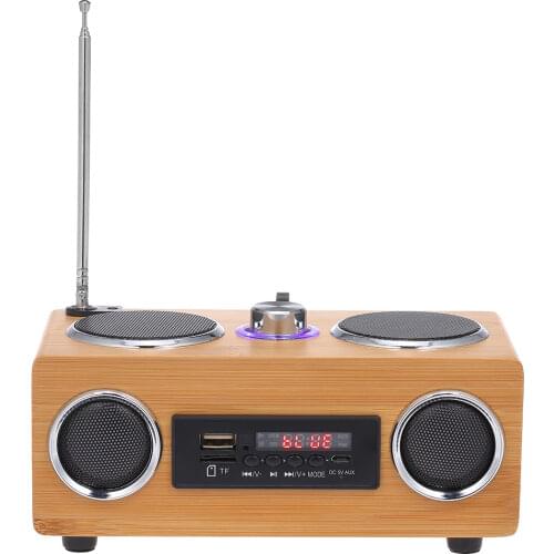 China factory OEM multifunctional wireless BT portable bamboo speakers bamboo mobile home speakers with hard polish casing