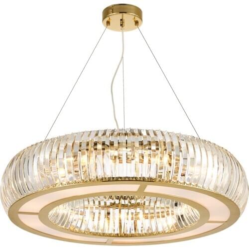 Round living room LED crystal chandelier modern lighting gold silver bedroom cristal lamp