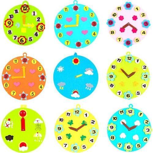 LINGHUAIYI Child Toy Diy Non-woven Kindergarten Digital Clock Engraving Time for Children Toys Girl Children Toy Crafts Kids