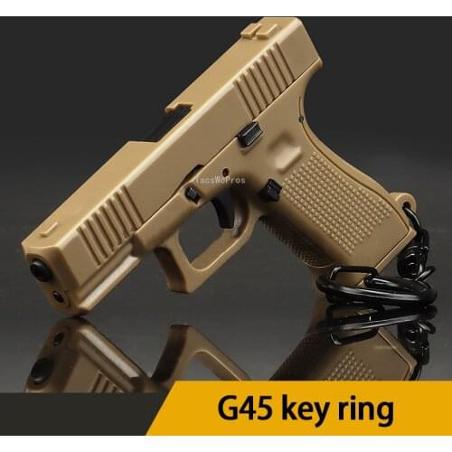 Mini Pistol Shape Tactical Keychain Lightweight Glock 45 Model Plastic Key Ring Portable Gun Shape Weapon Decorations Keychain