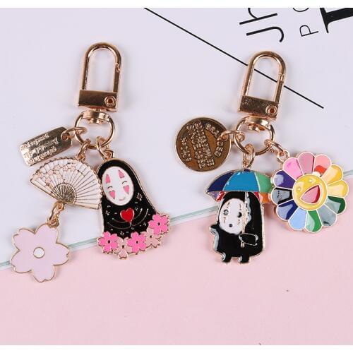 Fashion Lover Cartoon Faceless male Keychains Women Metal Flower Car Key Ring Men Bag Charm Key Chain Couple Gift Jewelry Keyfob