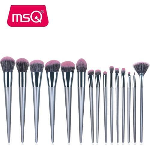 MSQ 15pcs Professional Makeup Brushes Set High Quality Natural-Synthetic Hair Foundation EyeLiner Blusher Make Up Brushes Kits