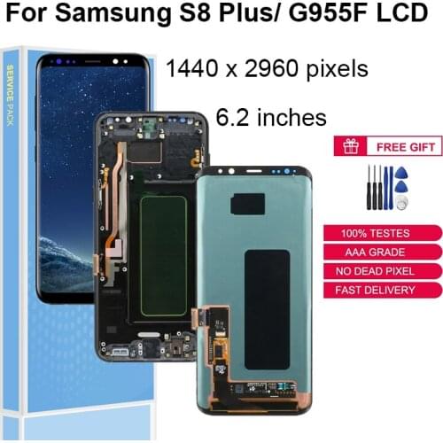 Original LCDs Super AMOLED For Samsung Galaxy S8 PLUS Display G955 G955F LCD Display Touch Screen Digitizer Replacement Parts