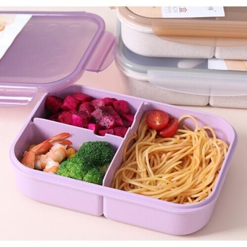 Portable Modern Minimalist Design Wheat Straw Lunch Box Food Storage Container Transparent Box Square Wheat Fiber Bento Box