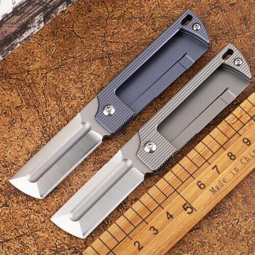 Rocket key folding knife pendant D2 blade titanium alloy handle outdoor tactics, camping survival hunting knife razor