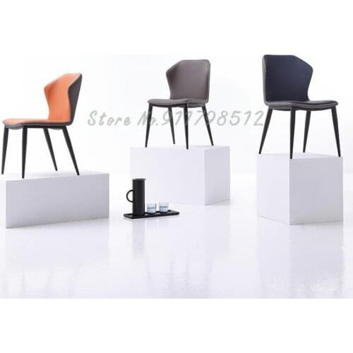 Modern minimalist Nordic backrest soft bag home dining chair Italian light luxury net red iron restaurant makeup table chair