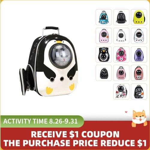 Pet Transport Cat Carrier Bags Cartoon Large Capacity Pet Carriers Cover Small Dog Cat Backpack Travel Space Capsule Cage