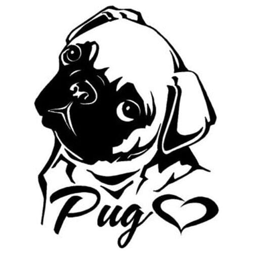 11cm*14.3cm Creative Personality Lovely Animal I Love Eight Bar PUG Vinyl Decals Laptop Suitcase Helmet Skateboard Sticker