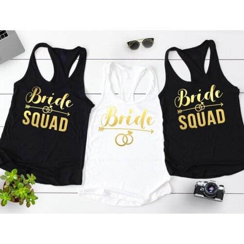 Bride And Bride Squad Diamond Ring Arrow Bachelorette Party Tank Tops Vintage Womens Racerback Bridal Shower Wedding Gift Shirt