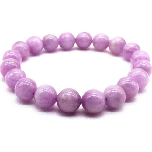 Women Bead Bracelet 18.5cm Natural Kunzite 100% Really Stone No Synthetic No Dyed Color Round Bead Bracelet For Girl Gifts