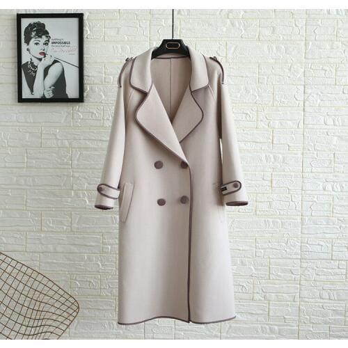 Women 100% Wool Coat 2018 New Fashion Slim Woolen Outerwear Autumn Winter Medium Length British Style Coat