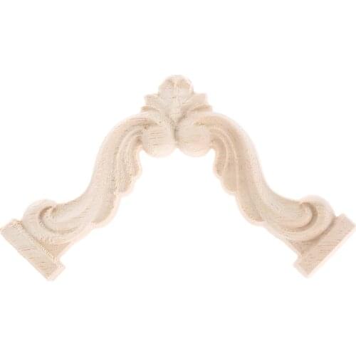 1Pc 7*7cm Decorative Wood Appliques Unpainted Wood Carved Flower Onlay Decal Corner Applique for Home Furniture Door Decor Craft